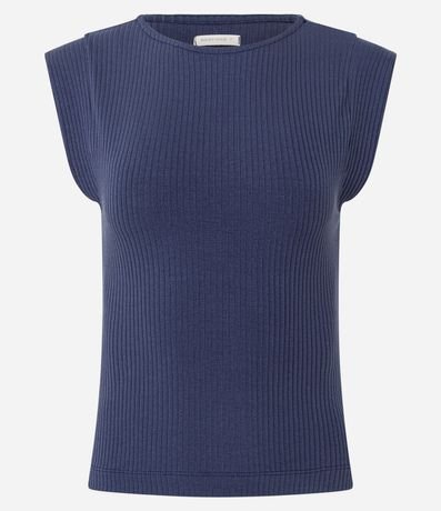 Blusa Acanalada en Viscosa con Cuello Redondo 5