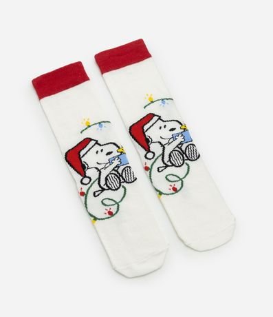 Media Caña Larga en Algodón con Estampa Snoopy Natalino