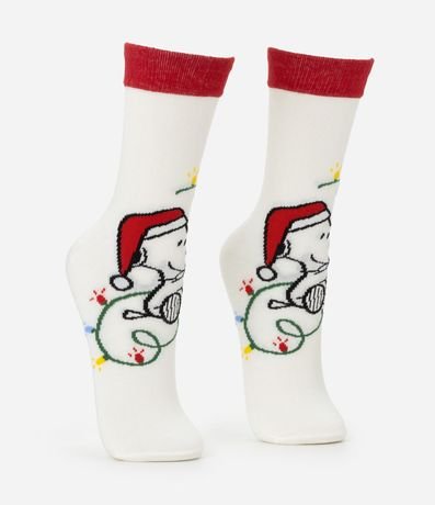 Media Caña Larga en Algodón con Estampa Snoopy Natalino 2