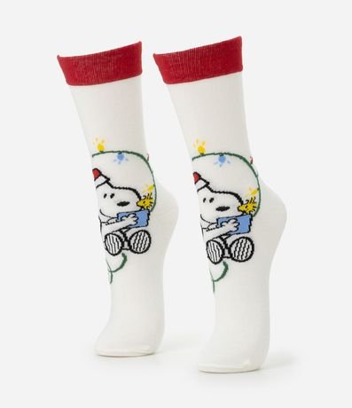 Media Caña Larga en Algodón con Estampa Snoopy Natalino 4
