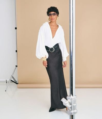 Pollera Recta New Midi en Satén 1