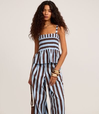 Pantalón Cintura Alta en Tricolina con Rayas Verticales 2