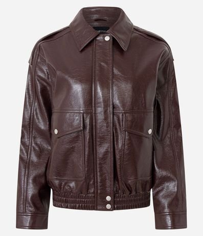 Campera Bomber en PU con Bolsos Delanteros 6