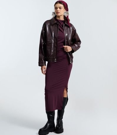 Campera Bomber en PU con Bolsos Delanteros 3