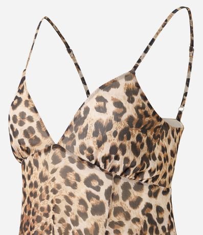 Vestido Godê en Tule con Breteles Finos y Estampa Animal Leopardo 7