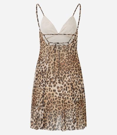 Vestido Godê en Tule con Breteles Finos y Estampa Animal Leopardo 8