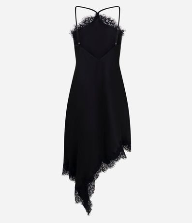 Vestido en Satén con Escote Halter y Bajo Assimétrica 7