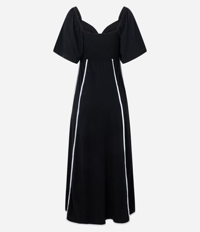 Vestido Evasê Long Midi en Algodón con Escote Lazo 6