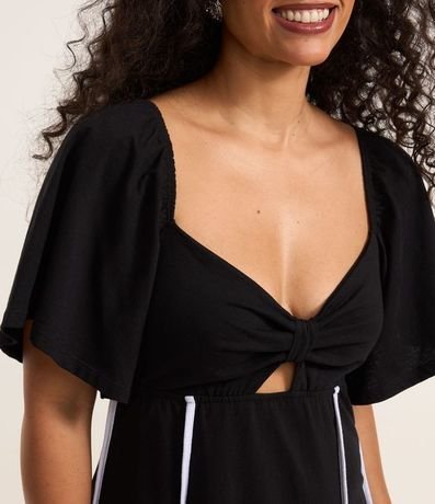 Vestido Evasê Long Midi en Algodón con Escote Lazo 4