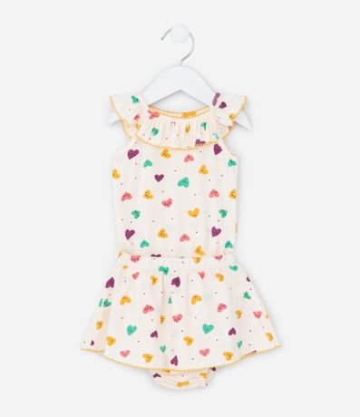 Conjunto Infantil Body con Bombacha Pollera con Estampa de Corazones – Talle RN a 18 Meses 2