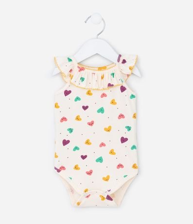 Conjunto Infantil Body con Bombacha Pollera con Estampa de Corazones – Talle RN a 18 Meses 3
