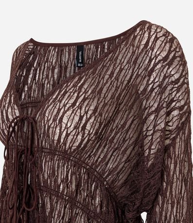 Blusa Encaje Texturizada con Lazos y Manga Larga 8