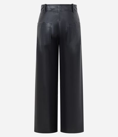 Pantalón Wide Leg en PU con Aplicación de Bolsillos 4