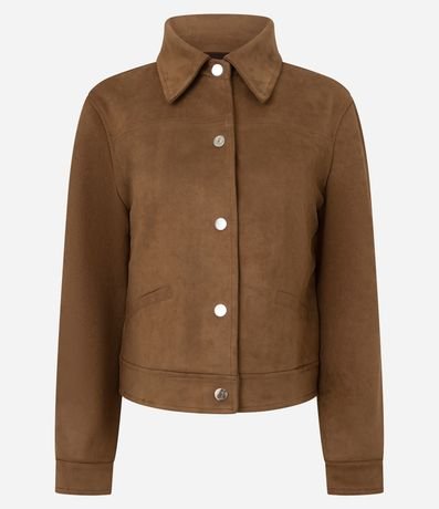 Chaqueta Femenina en Suede con Botones Metálicos 5