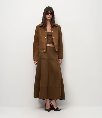 Chaqueta Femenina en Suede con Botones Metálicos 2