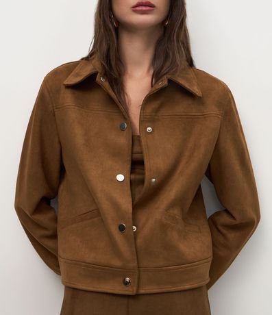 Chaqueta Femenina en Suede con Botones Metálicos 4