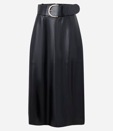 Pollera Midi en PU con Cinturón Largo 5