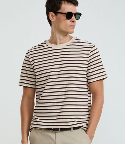 Remera Regular en Algodón con Rayas en Hilo Teñido