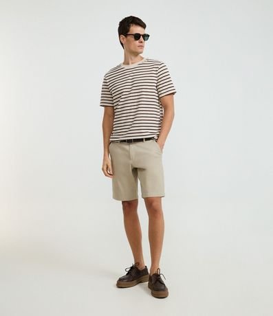 Remera Regular en Algodón con Rayas en Hilo Teñido 2