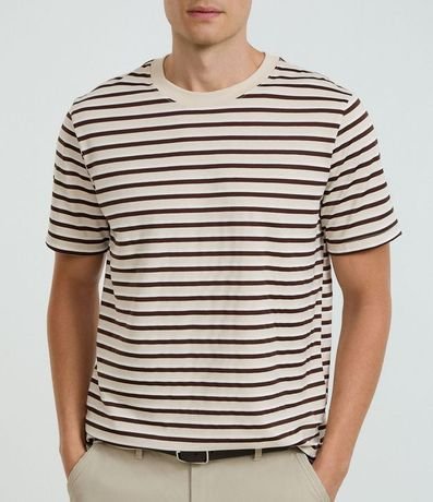 Remera Regular en Algodón con Rayas en Hilo Teñido 3