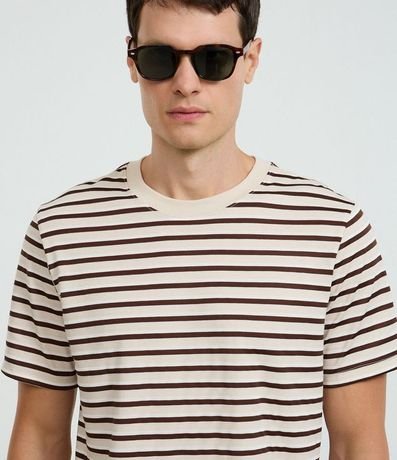 Remera Regular en Algodón con Rayas en Hilo Teñido 4