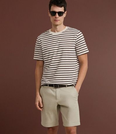 Remera Regular en Algodón con Rayas en Hilo Teñido 5