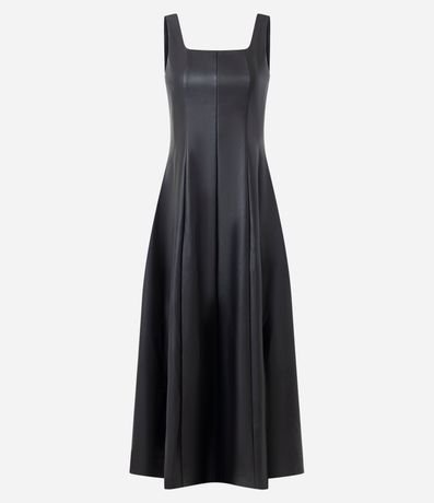 Vestido Midi en PU con Escote Cuadrado 5
