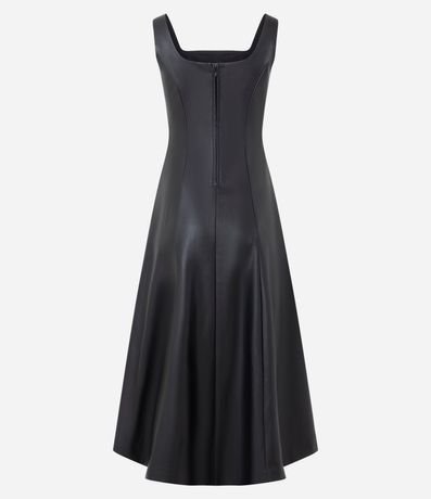 Vestido Midi en PU con Escote Cuadrado 6