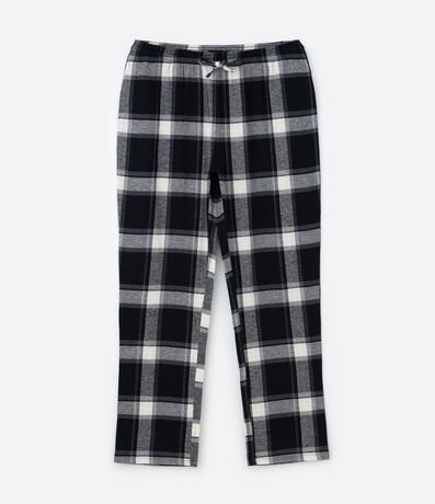 Pantalón de Pijama en Franela de Cuadros con Cordón en la Cintura 4