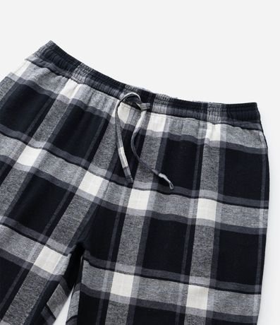 Pantalón de Pijama en Franela de Cuadros con Cordón en la Cintura 8