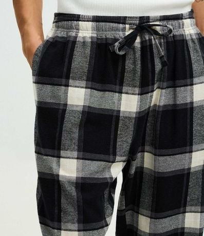 Pantalón de Pijama en Franela de Cuadros con Cordón en la Cintura 3
