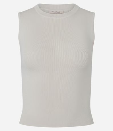 Blusa sin Manga en Punto Canelado con Cuello Redondo 2