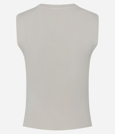 Blusa sin Manga en Punto Canelado con Cuello Redondo 4