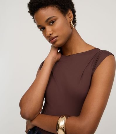 Body Canoa en Poliamida con Pliegues en el Hombro 3