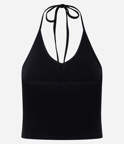 Blusa Cropped Frente Única en Cotton con Lazo 6