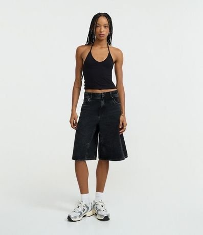 Blusa Cropped Frente Única en Cotton con Lazo 2