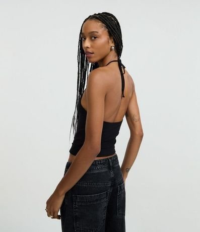 Blusa Cropped Frente Única en Cotton con Lazo 3