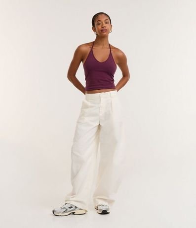 Blusa Cropped Frente Única en Cotton con Lazo 2