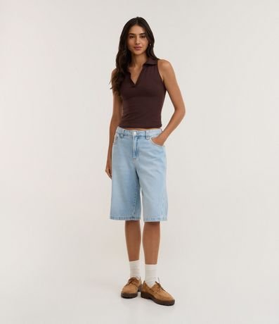 Blusa Polo en Escote V sin Mangas 2