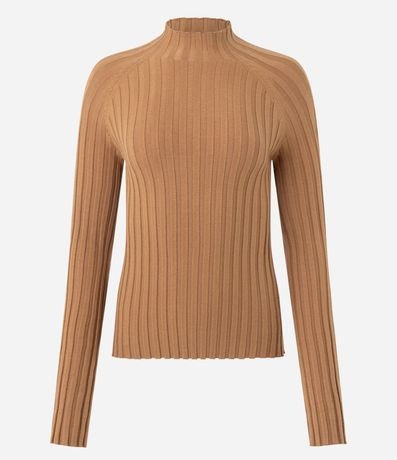 Blusa en Punto con Cuello Alto y Manga Larga 2