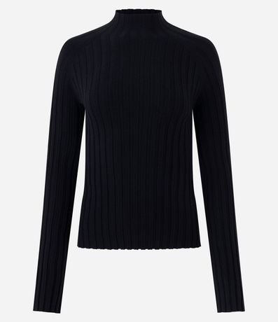 Blusa en Punto con Cuello Alto y Manga Larga 2
