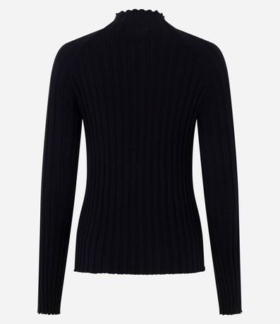 Blusa en Punto con Cuello Alto y Manga Larga 4