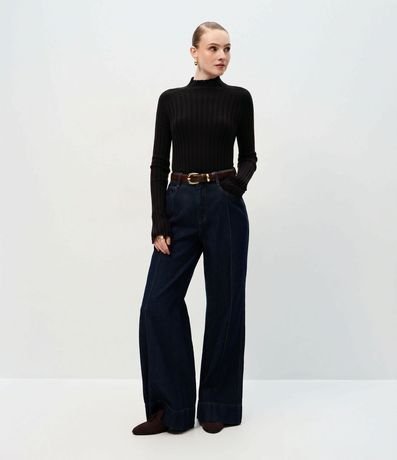 Blusa en Punto con Cuello Alto y Manga Larga 5