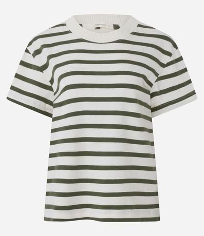 Remera Manga Corta en Algodón con Rayas Verticales y Cuello Redondo 5