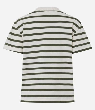 Remera Manga Corta en Algodón con Rayas Verticales y Cuello Redondo 6