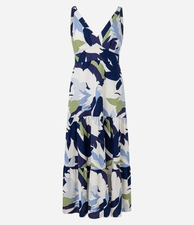 Vestido Midi en Viscolino con Escote V y Estampa de Follaje 6