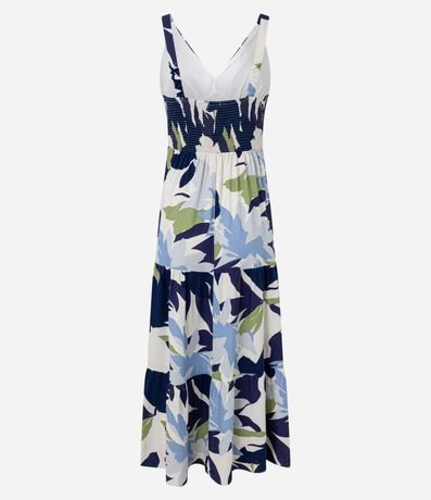 Vestido Midi en Viscolino con Escote V y Estampa de Follaje 7
