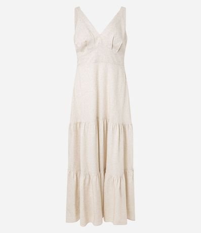 Vestido Evasê Midi en Viscolino con Recortes Fruncidos 1