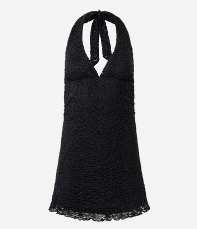 Vestido Frente Única en Encaje Texturizada con Breteles Largas 4