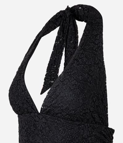 Vestido Frente Única en Encaje Texturizada con Breteles Largas 5